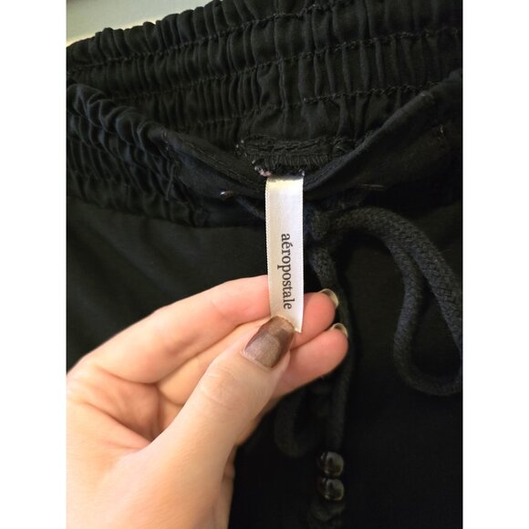 Vintage Y2K Aeropostale Black Shorts Pink Spellout Logo Drawstring Active Sz S - Picture 6 of 7